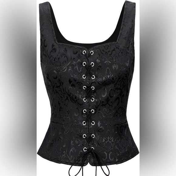 Paisley Jacquard LaceUp Bodice Vest - Picture 4 of 7